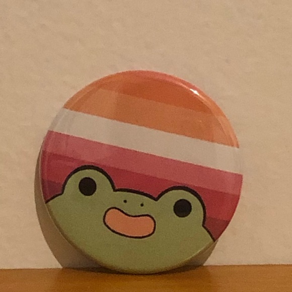 Small Business Jewelry - BOGO Froggy Lesbian Pride Flag Pin Button